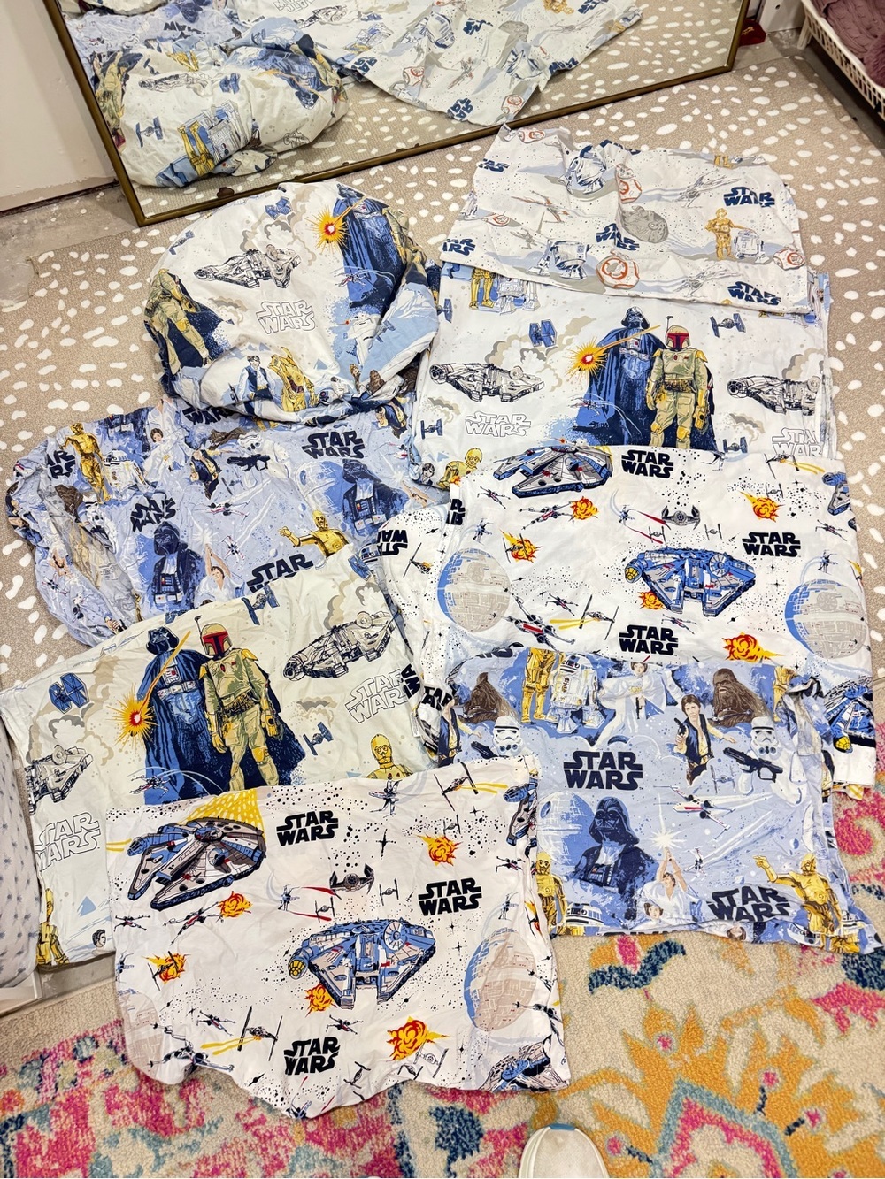 Pottery Barn Kids Star Wars bundle set flat sheet fitted pillowcases twin boys